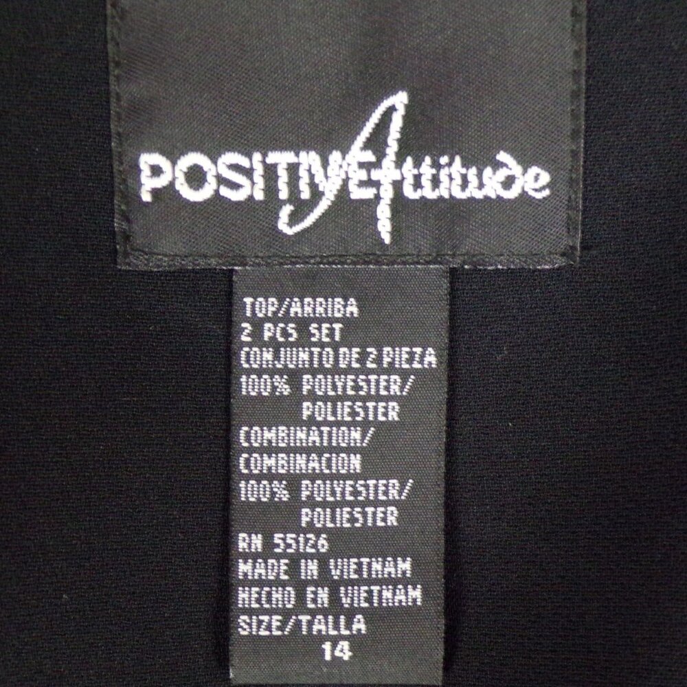 POSITIVE ATTITUDE/ANN GERLIN size 14 black/fuchsia 2-piece set jacket/skirt - Picture 9 of 11